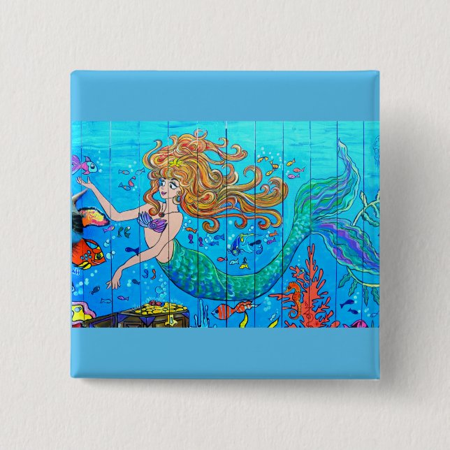 Chapa Cuadrada sirena de cabeza rojiza (Anverso)