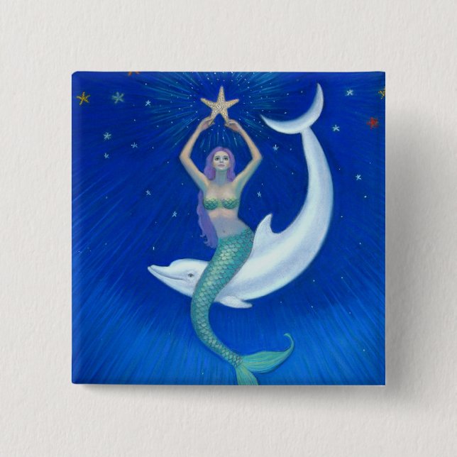 Chapa Cuadrada Sirena de la luna del delfín (Anverso)
