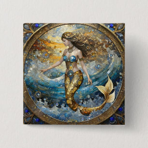Chapa Cuadrada Sirena en las olas del océano