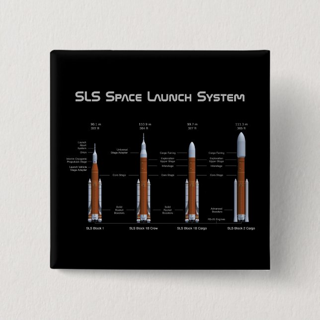 Chapa Cuadrada Sistema de lanzamiento espacial SLS (Anverso)