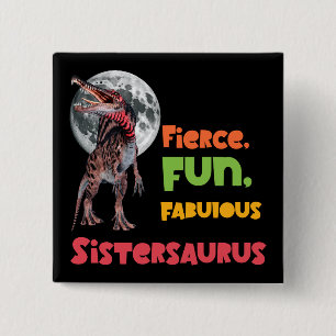 Chapa Cuadrada Sistersaurus Equipo de Dinos Hermanas Parejas Dise