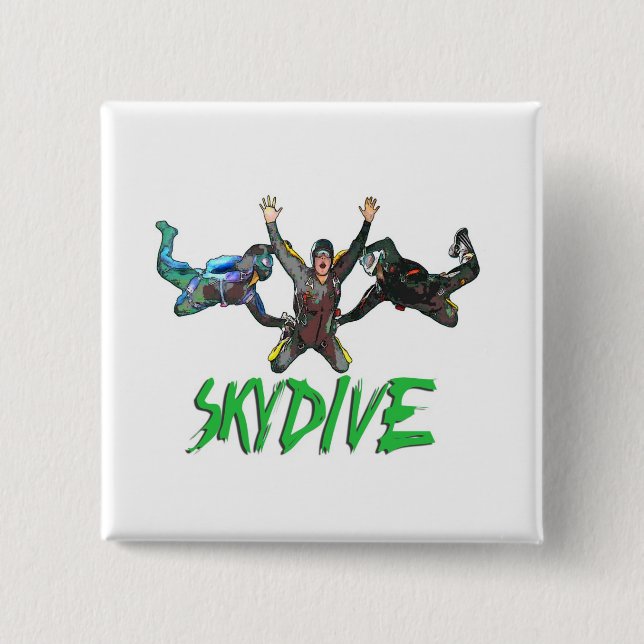Chapa Cuadrada Skydive - texto verde (Anverso)