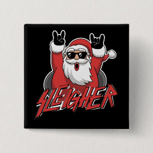 Chapa Cuadrada Sleigher Papá Noel Metal Navidad Divertido Granizo