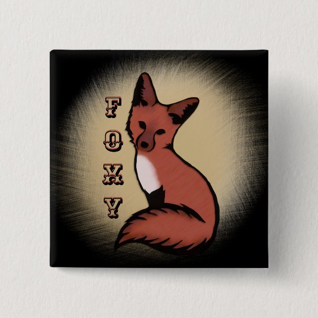 Chapa Cuadrada Sly Red Foxy Fox (Anverso)