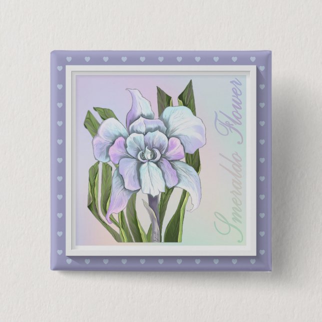 Chapa Cuadrada Smeraldo flower Button (Anverso)