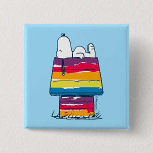 Chapa Cuadrada Snoopy   Casa de perros arco iris
