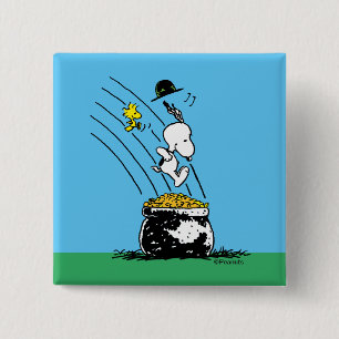 Chapa Cuadrada Snoopy saltando a la olla de oro