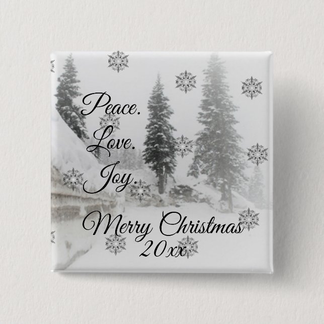 Chapa Cuadrada Snowflakes Snowflakes Navidades sketch blanco negr (Anverso)