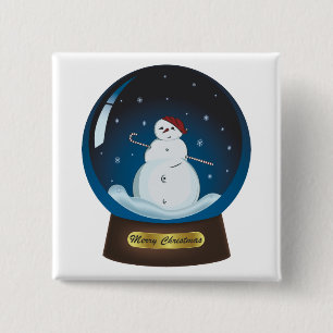 Chapa Cuadrada Snowglobe con un lindo muñeco de nieve