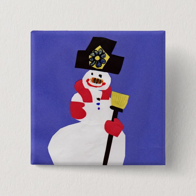 Chapa Cuadrada Snowman por VictoriaShaylee (Anverso)