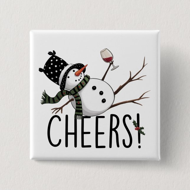Chapa Cuadrada Snowman Wine Christmas Funny Drinking Wine Santa  (Anverso)