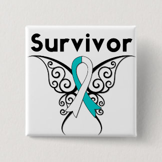 Chapa Cuadrada Sobreviviente de cáncer cervical mariposa tribal