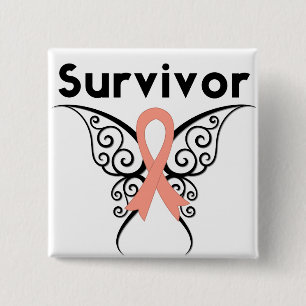 Chapa Cuadrada Sobreviviente de cáncer uterino mariposa tribal