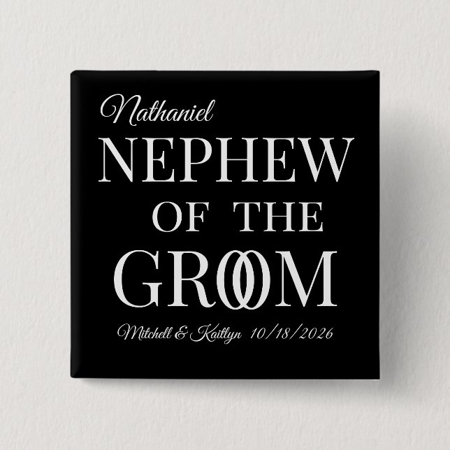 Chapa Cuadrada Sobrino del Boda Groom (Anverso)