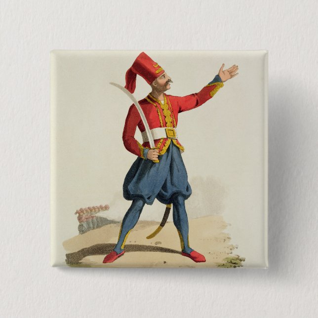 Chapa Cuadrada Soldado turco, de los 'trajes del diverso nacional (Anverso)