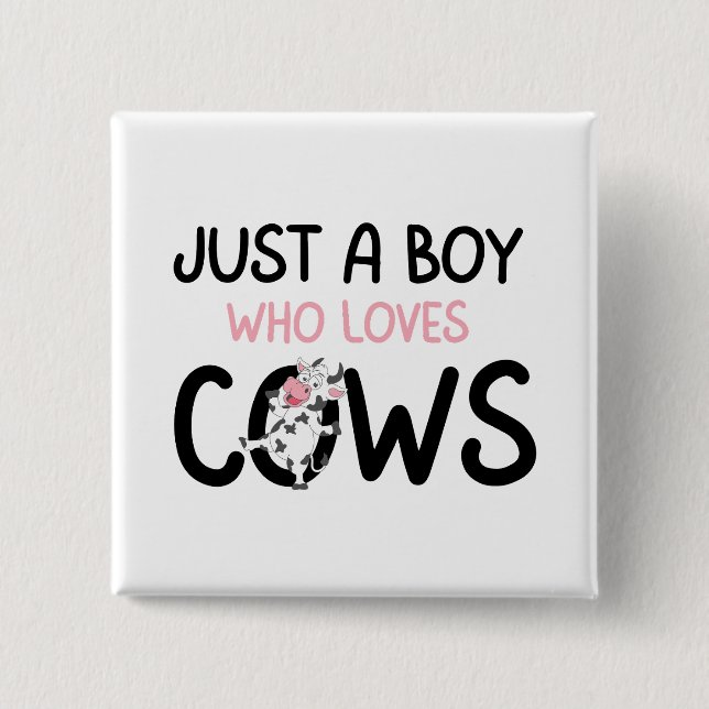 Chapa Cuadrada Solo un chico que ama a las vacas una granja de va (Anverso)