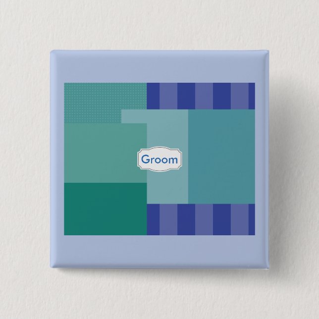 Chapa Cuadrada Sombras de azul en cuadrados y rectángulos (Anverso)