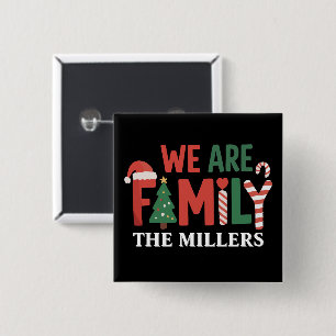 Chapa Cuadrada Somos Familia Navidad Personalizada Familia Pareja