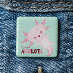 Chapa Cuadrada Sonrío A Mucho Kawaii Axolotl Personalizado<br><div class="desc">Sonrío A Lot Kawaii botón Axolotl - El pez caminante mexicano más conocido como el Axolotl está aquí para sacudir tu mundo. Estas exóticas criaturas marinas están tomando el mundo por asalto y es fácil ver por qué. Se levanta el estilo y destaca de la multitud con este botón de...</div>