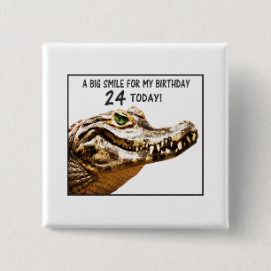 Chapa Cuadrada Sonrisa de coligador de cumpleaños 24