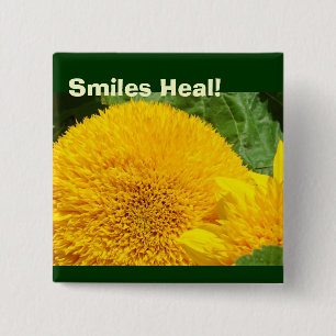 Chapa Cuadrada ¡Sonrisas Curan! botones Amarillas Girasoles Jardí