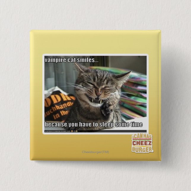 Chapa Cuadrada sonrisas del gato del vampiro (Anverso)