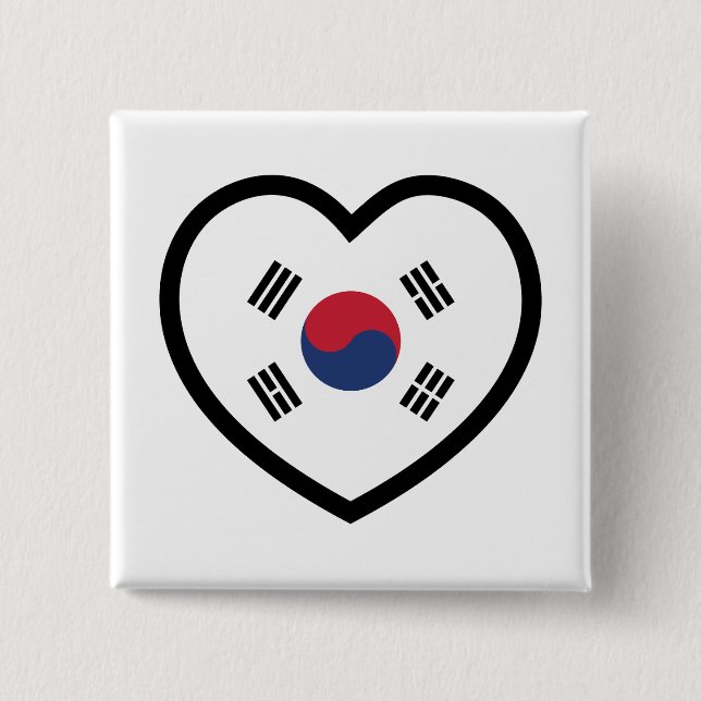 Chapa Cuadrada South Korea Flag Heart (Anverso)