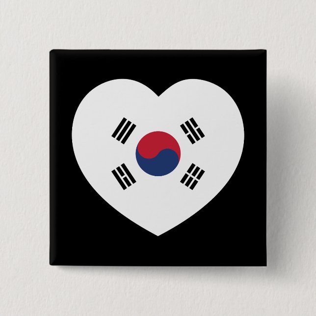 Chapa Cuadrada South Korea Flag Heart (Anverso)