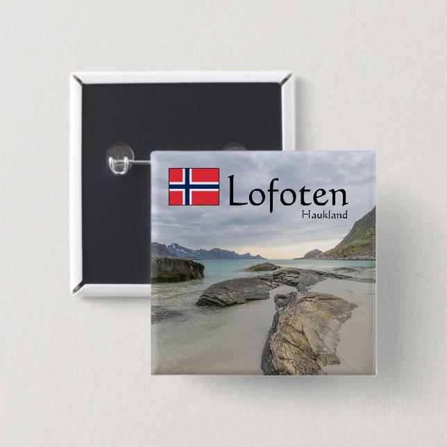 Chapa Cuadrada Souvenir de Haukland (Anverso y reverso)