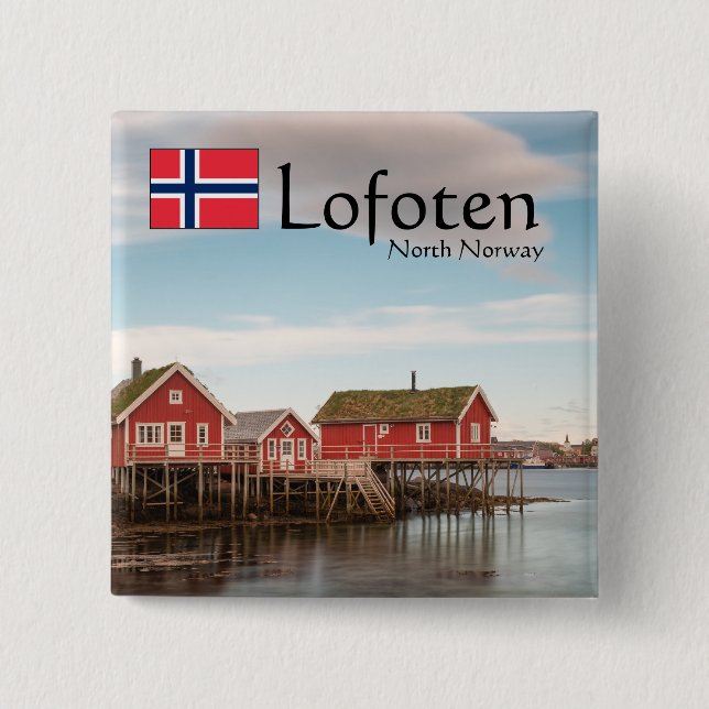 Chapa Cuadrada Souvenir de Lofoten Noruega (Anverso)