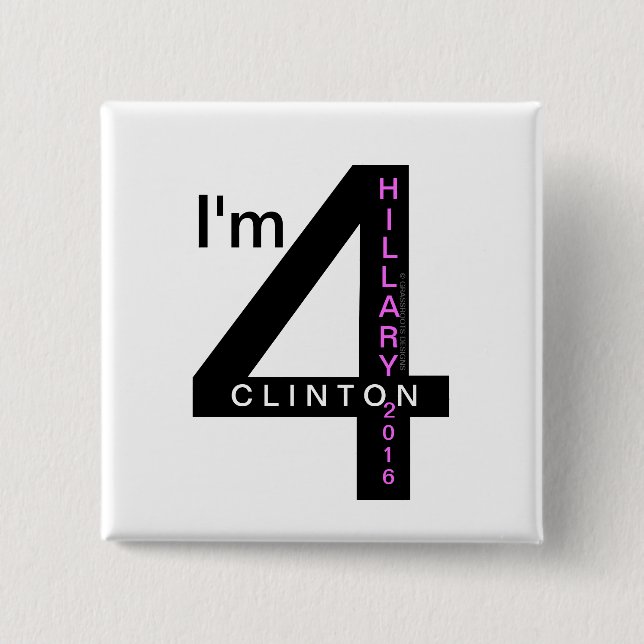 Chapa Cuadrada Soy 4 botones 2016 de Hillary Clinton Pinback (Anverso)