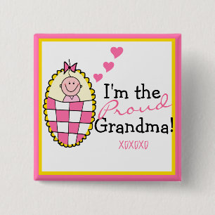 Chapa Cuadrada Soy la abuela orgullosa rosa