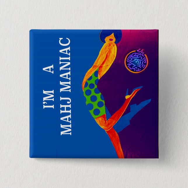 Chapa Cuadrada Soy un Pin del maniaco de Mahj (Anverso)
