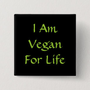 Chapa Cuadrada Soy Vegan De Por Vida. Verde. Lema. Personalizado