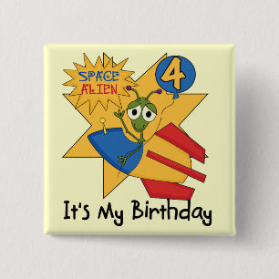 Chapa Cuadrada Space Alien 4ª camisetas y regalos de cumpleaños