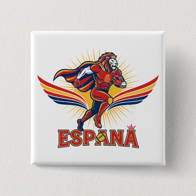 Chapa Cuadrada Spain Football Lion Hero National Pride Action Art (Anverso)