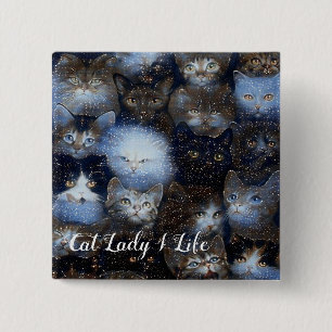 Chapa Cuadrada Sparkke Cats Cat Lady 4 Life Button