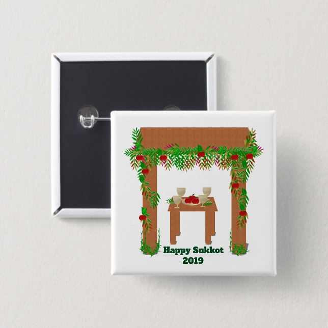 Chapa Cuadrada special day Happy Sukkot (Anverso y reverso)