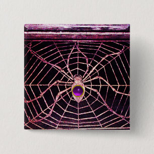 Chapa Cuadrada SPIDER Y WEB morado Ametisto negro