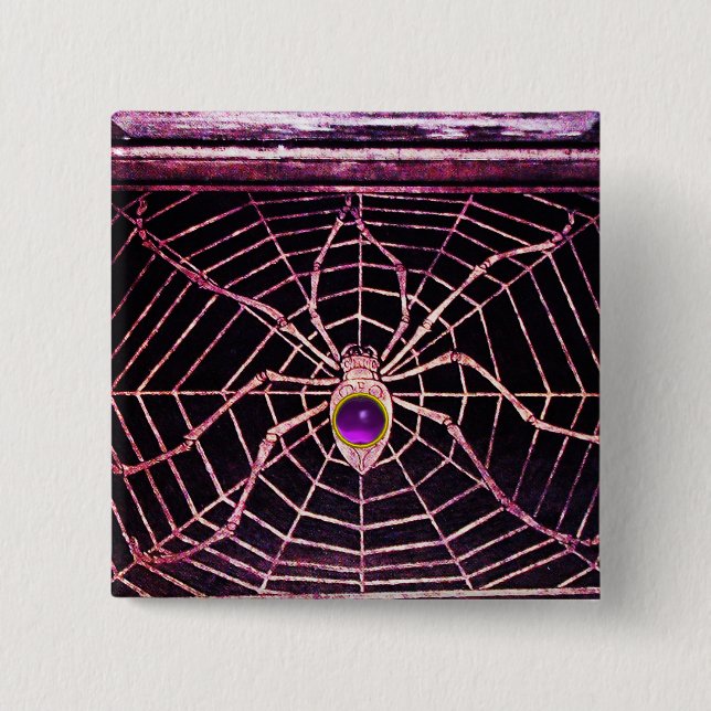Chapa Cuadrada SPIDER Y WEB morado Ametisto negro (Anverso)