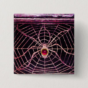 Chapa Cuadrada SPIDER Y WEB Pink Fuchsia Ruby Black