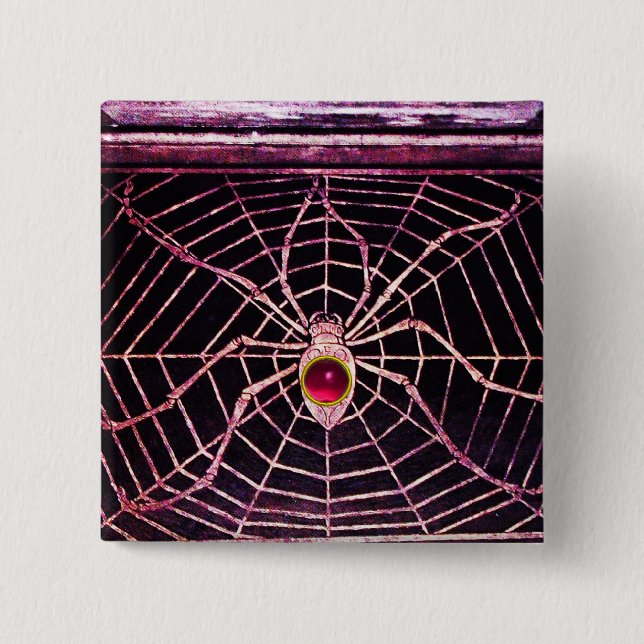 Chapa Cuadrada SPIDER Y WEB Pink Fuchsia Ruby Black (Anverso)