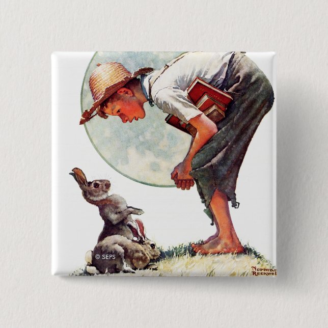 Chapa Cuadrada Springtime, muchacho 1935 con el conejito (Anverso)
