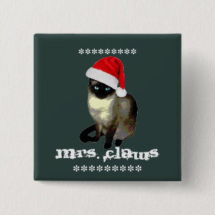 Chapa Cuadrada Sra. Claw Siamese Cat Navidades Kitty
