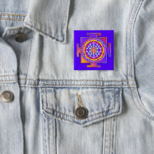 Chapa Cuadrada Sri Yantra - Diseño de Símbolo del Hinduismo 1