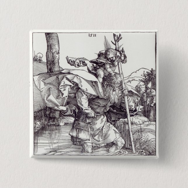 Chapa Cuadrada St Christopher que lleva al Cristo infantil, 1511 (Anverso)