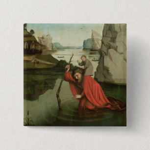 Chapa Cuadrada St Christopher que lleva al niño de Cristo