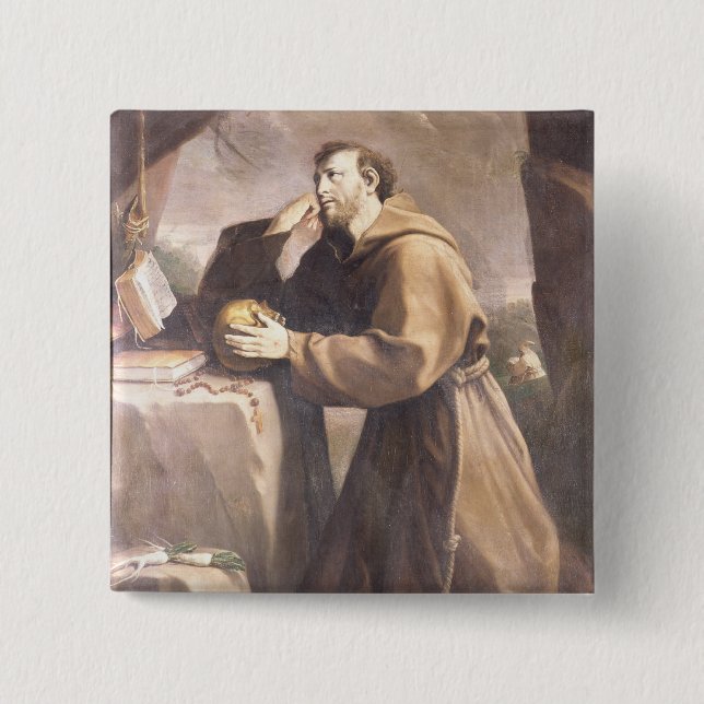 Chapa Cuadrada St Francis de Assisi en el rezo (Anverso)