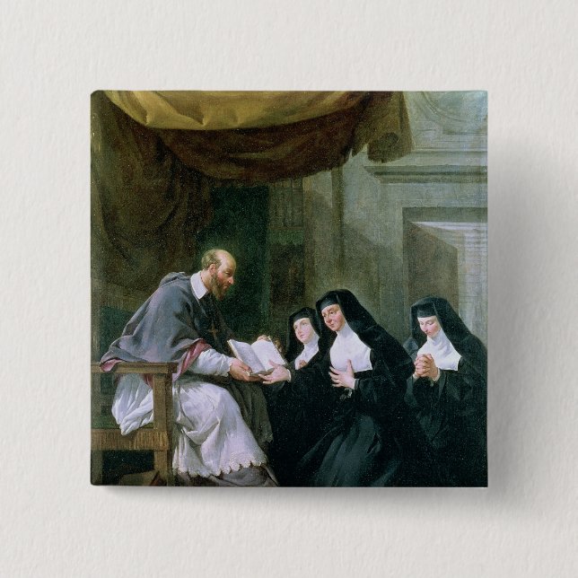 Chapa Cuadrada St. Francois de Sales Giving la regla (Anverso)