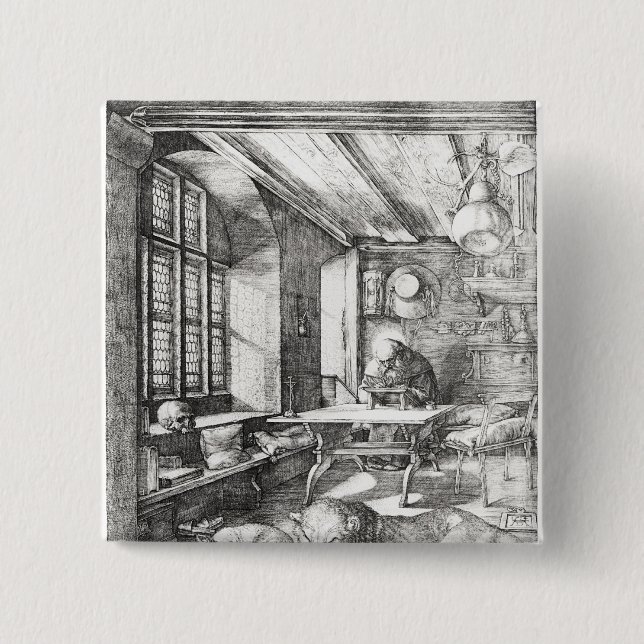 Chapa Cuadrada St Jerome en su estudio, 1514 (Anverso)